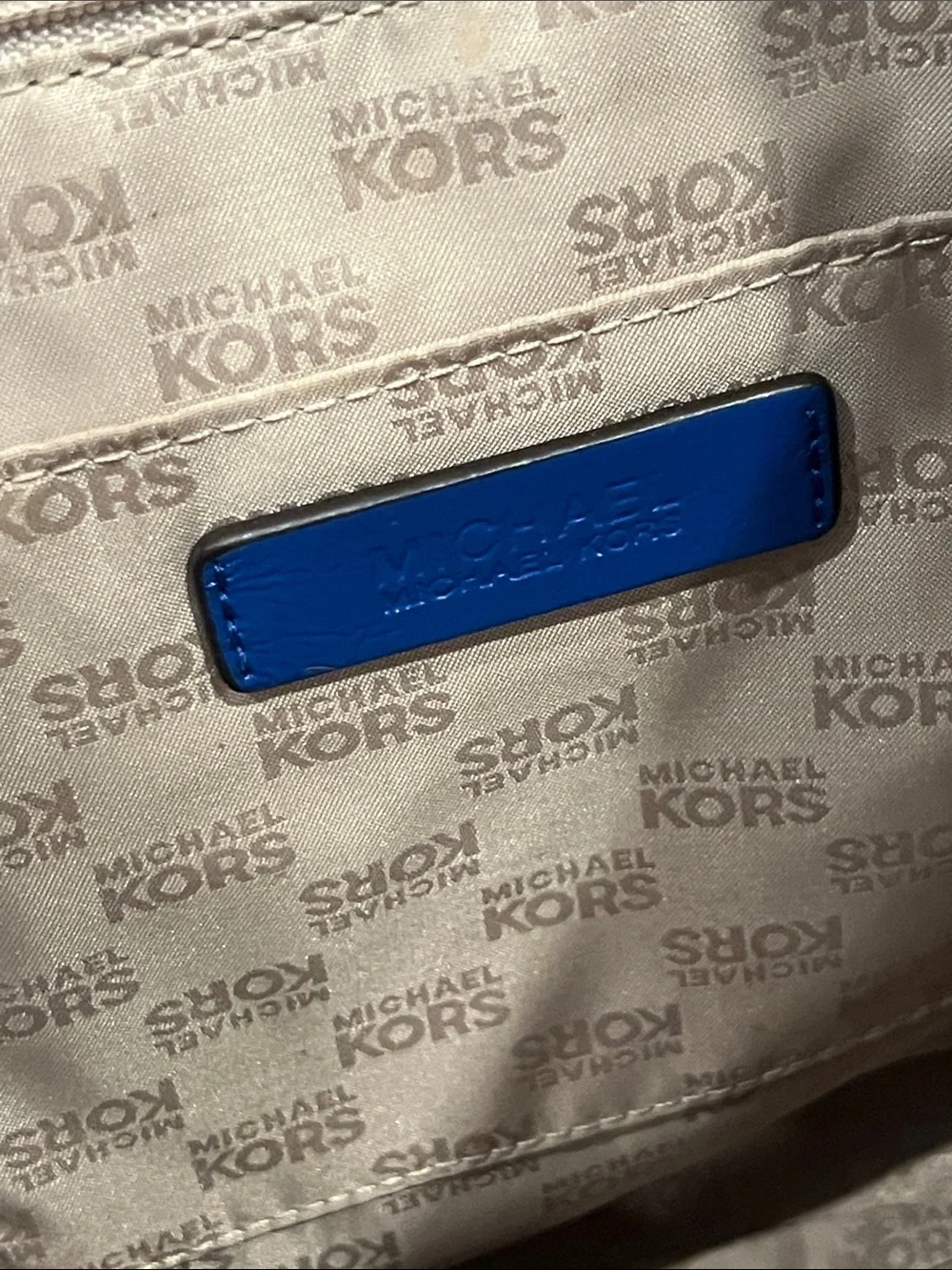Michael Kors Cobalt Blue Leather Tote with Gold Chain Straps